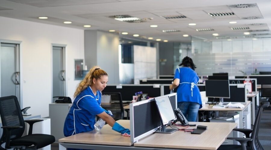 Professional Cleaners in Napa County cleaning an office